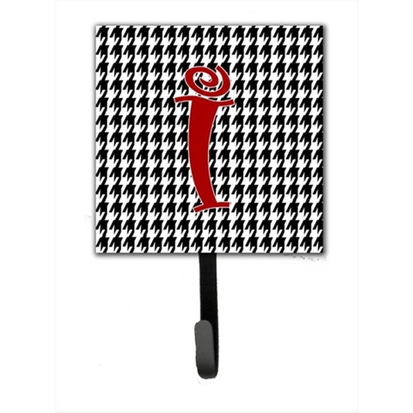 Carolines Treasures 4.25 x 6 in. Letter I Initial Monogram Houndstooth Black Leash Or Key Hook CJ1035-ISH4 - main